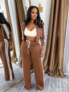 Fabricants de vêtements personnalisés, vêtements de sport décontractés pour femmes, veste zippée, pantalon de survêtement court et long, ensemble de survêtement printemps - Product Image 3