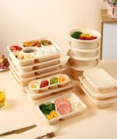 Boîte à lunch bento biodégradable en amidon de maïs pour plats à emporter, 5 compartiments, sans PFAS, micro-ondable