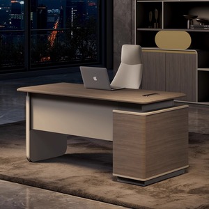 Juego de mesa y silla de oficina de lujo Boss Gerente en forma de L Ceo Muebles de oficina de madera Diseño moderno Escritorio de oficina ejecutivo de computadora - Product Image 1