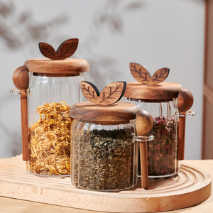 Modern Airtight Glass Storage Containers Lids Spoon <b>Large</b> Capacity Cylinder Canisters for Kitchen Food Use Great for Parties - Product Image 4