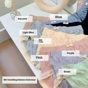 Mutande a vita alta in maglia tinta unita da donna, stile giapponese, con pizzo dolce, traspiranti, per taglie forti fino a 100 kg - Disponibilità immediata - Product Image 1