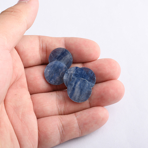 Natural <strong>Kyanite</strong> Blue 10mm Round Double Side Flat Cutting Polished Loose Gemstones for Jewelry Pendant Customizable Size - Product Image 4