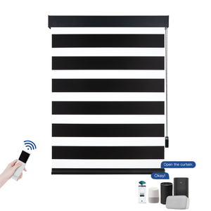 Persianas eléctricas con Control remoto automático, persianas de cebra motorizadas horizontales para ventanas de oficina en casa, protector solar con Motor incorporado - Product Image 1