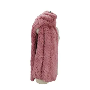 Rabbit Fur Zigzag Scarf Fur para Mulher Inverno Longo Respirável Luxo e Lenço Macio