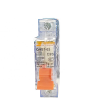 Disjoncteur miniature QHB7-63 C20 1P 20A 230/400V 6KA 50Hz en cuivre avec boîtier transparent IEC 60898-1 AC, fixation par clipser/sur rail