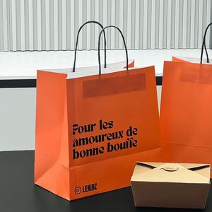 Custom Eco-Friendly Biodegradable Kraft Paper Bag with Handle for Food Delivery <b>Snack</b> Restaurant Takeout - Product Image 6