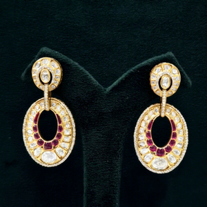 07601Kundan Dangle Earrings Gold Plated <b>Drop</b> Earrings Oval Geometric fashion earrings Jewelry for Party Wedding - Product Image 1