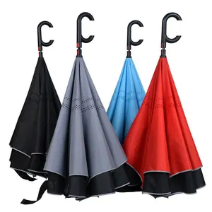 Tự động Chống thấm nước Windproof bên trong xuống đảo ngược ô xe với đảo ngược rõ ràng ô cho du lịch mini