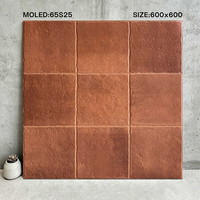 Carreaux de céramique en pierre rouge style campagnard américain vintage 600x600mm, carreaux de sol en porcelaine 600x600