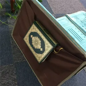 Tapete de oração muçulmano portátil com estampa digital personalizada, tapete de assento com encosto dobrável e encosto