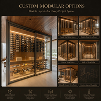 Solución Personalizada de Sala de Vinos con Cristal, Sistema Modular de Estantes Metálicos para Vino con Pantalla LED para Villas, Hoteles, Restaurantes y Bodegas