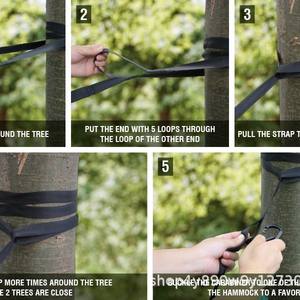 Hamac de camping double Woqi, capacité de charge de 226 kg, hamac portable en nylon léger, couleur rouge - Product Image 5