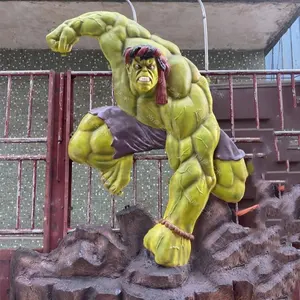 Custom Outdoor Park Decor Famous Superhero Movie Action Figures Muscle Man Fiberglass Life Size Hulk Statue Resin Sculpture