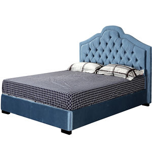 Cadre <span class=keywords><strong>de</strong></span> <span class=keywords><strong>lit</strong></span> <span class=keywords><strong>de</strong></span> rangement double avec tête <span class=keywords><strong>de</strong></span> <span class=keywords><strong>lit</strong></span> Queen Size pour l'exportation <span class=keywords><strong>Lit</strong></span> doux en tissu <span class=keywords><strong>bleu</strong></span> - Product Image 2