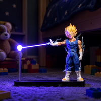 Lampe de Nuit LED Kamehameha Wave Goku Anime Action Figure, Modèle de Table avec Base, Effet Éclatement d'Énergie Magnétique, Boîte Cadeau Colorée