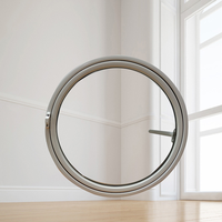 Ventana Circular Fija de Doble Acristalamiento, Estilo Europeo, Moderna y Personalizada, de Aluminio con Puente Térmico, para Villas y Hoteles, con Diseño Gráfico