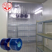 Tirai PVC Strip Biru Transparan Tahan Air, Tahan Angin, Tahan Debu, Tahan UV, Gulungan Pintu Industri untuk Pintu Masuk Gudang & Bengkel