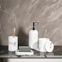 Ensemble d'accessoires de salle de bain en résine Wesmo Hotel, 8 pièces, multifonctionnel, moderne, effet marbre blanc et noir