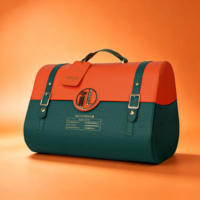 Boîte cadeau moderne en cuir PU bicolore vert et orange, style sac à main, avec fermeture magnétique, pour marque de mode