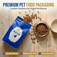 Sachet refermable pour aliments secs pour chiens et chats, 500g 5kg, fond octogonal, fermeture éclair, imprimé dessin animé brillant, barrière multicouche, autoportant, personnalisé OEM