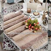 Usine directe haute qualité 100% laine bio Jacquard jeter couverture conception personnalisable solide tissé Technique parfaite plaine