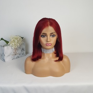 Parrucca <span class=keywords><strong>Bob</strong></span> Corta da <span class=keywords><strong>Donna</strong></span> 13x4 Trasparente con Frangia Dritta, Capelli Umani Brasiliani Naturali, 10 Pollici Pre-Plucked - Product Image 6