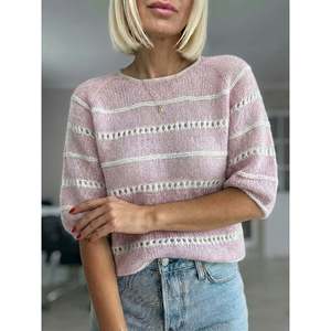 เสื้อสเวตเตอร์ลายทางแขนพองสีฟ้าอ่อน 0XL เสื้อสเวตเตอร์ผู้หญิง - Product Image 3