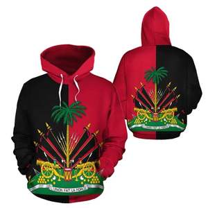 Felpe con cappuccio Pullover felpe taglie forti da palestra per allenamento da uomo amo Haiti la mia vacanza haitiana Vintage stampa con bandiera con cappuccio OEM - Product Image 1