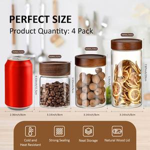 High Quality Borosilicate Glass Cylinder <b>Kitchen</b> Food <b>Storage</b> <b>Jar</b> Airtight Acacia Wood Lid Microwave Safe Heat Resistant - Product Image 2
