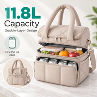 Sac à lunch isotherme double couche grande capacité matelassé avec bandoulière pour le travail et les voyages, logo personnalisé, vente en gros