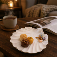Assiette à Dessert en céramique en forme de coquillage à vendre