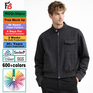 Высококачественная спортивная зимняя ветровка, мягкая укороченная куртка-бомбер, мужское шерстяное пальто - Product Image 1