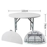 Table ronde pliante en plastique pour événements, mariage, banquet, salle à manger, vente chaude, 5 pieds, 6 pieds, 8 pieds