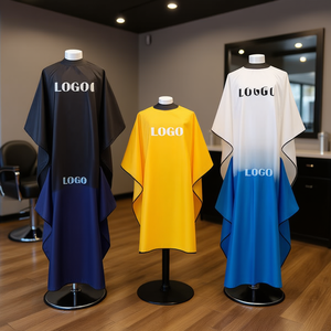 Capa de peluquería de nailon con logotipo personalizado, cintura ajustable, impermeable, para uso en salones de belleza. - Product Image 2