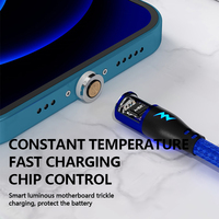 Kabel Data Transfer USB 2.0 Magnetik 3A Grosir 1m Konduktor Tembaga Berlapis Pelindung Jalinan Nilon untuk Ponsel