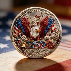 Moneda Conmemorativa Patriótica del 250 Aniversario de EE. UU. al por Mayor, Moneda Coleccionable 3D con Águila Calva y la Frase 'Nosotros <span class=keywords><strong>el</strong></span> Pueblo' - Product Image 2