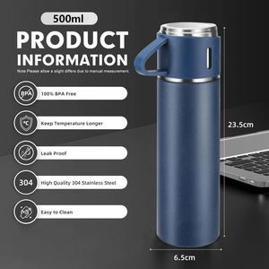 Luxury Hot Coffee Vasos Termicos Stainless Steel Sport Water Bottle Double Wall <b>Flask</b> Thermos <b>with</b> Coffee <b>Cup</b> for Men - Product Image 4