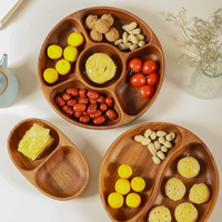 Plateau de rangement en bois haut de gamme, style rond chinois, à 5 compartiments, avec couvercle, pour noix, bonbons et thé, pour table