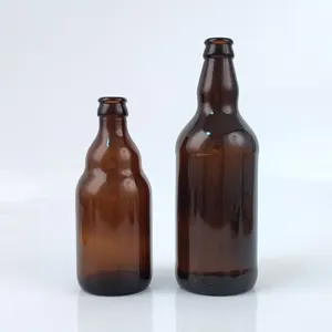 33cl 50cl Botella de cerveza de vidrio ámbar con forma de osito con tapa de corona