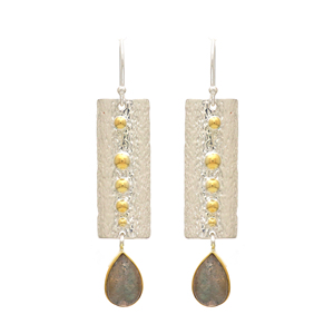 Pendientes de gota de Plata de Ley 925 de Venta caliente con tono dual de labradorita para compromiso aniversario regalo de boda o fiesta - Product Image 1