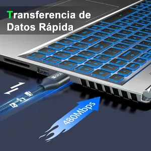 Cavo dati Micro USB V8 intrecciato resistente da 1 m per ricarica rapida, nero, compatibile con telefoni cellulari, tablet e stampanti - Product Image 2