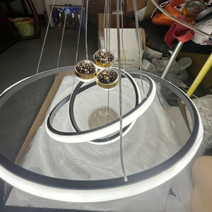 Lampadario Moderno <span class=keywords><strong>di</strong></span> Lusso in Ferro 85-265V, 3 Anelli 30 40 60cm + 3 Lampadine con Effetto Luna e Stelle, Lampada a Sospensione per Sala da Pranzo - Product Image 6