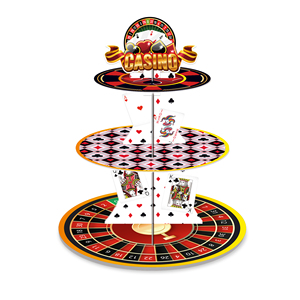 Huancai <span class=keywords><strong>Casino</strong></span> Party Cake Stand Poker 3 Tier Cupcake Stand Dessert Tour Décorations pour Enfants Anniversaire Las Vegas Party Supplies - Product Image 2