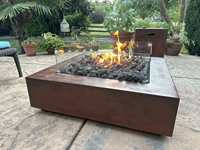 Brasero d'extérieur rond en acier Corten, foyer au propane effet rouillé, foyer au gaz naturel pour terrasse et jardin