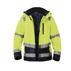 Jaket keselamatan untuk perusahaan, musim dingin tahan air ringan cangkang lunak reflektif konstruksi visibilitas tinggi jaket keselamatan untuk perusahaan