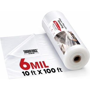 Clear <b>Plastic</b> Sheeting 6 Mil 10 Ft X 100 Ft UV Resistant For Construction Painting <b>Greenhouse</b> Farm Use - Product Image 1