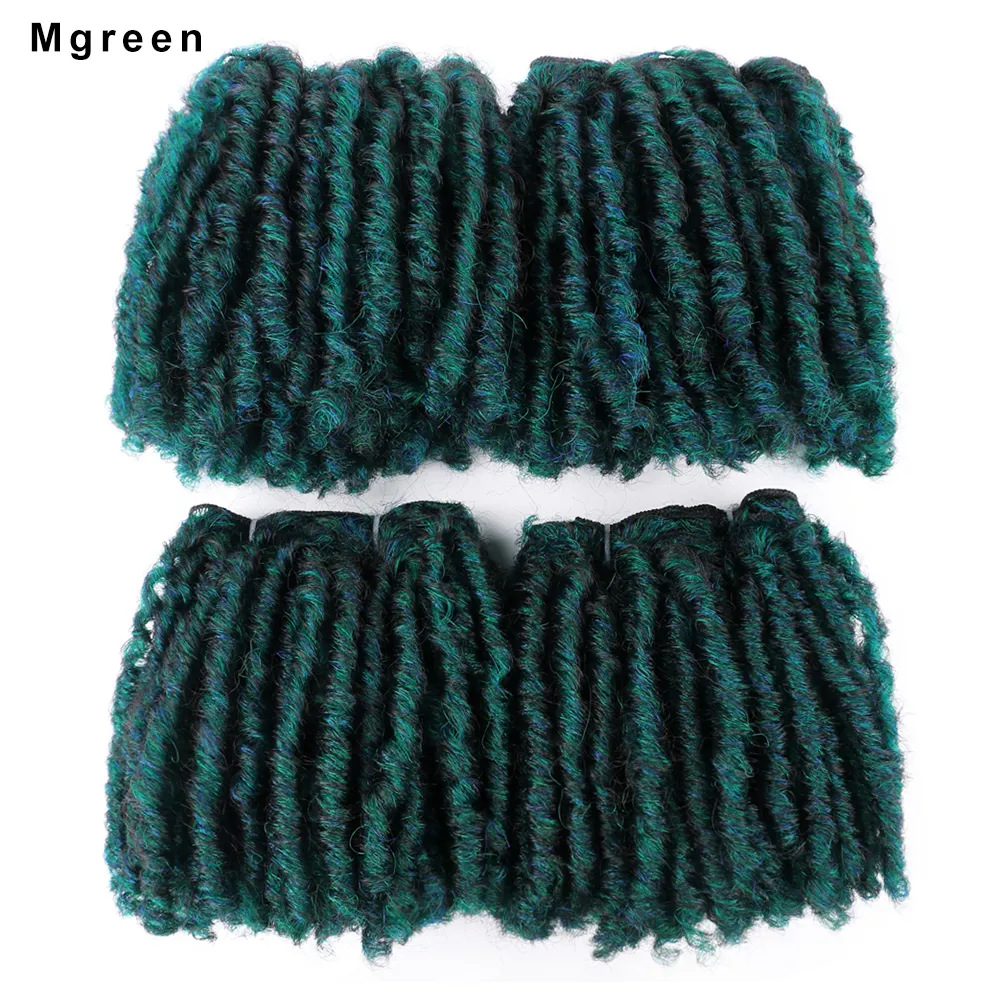 Baru kedatangan Faux lembut Locs M/Hijau pra-memutar Crochet Dreadlock ekstensi pakan 4 pcs pre-looped Crochet rambut untuk hitam wanita