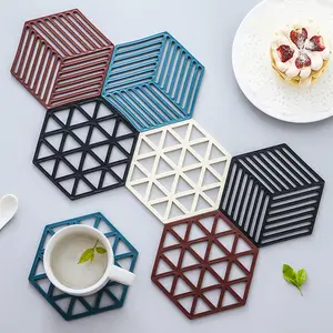 Posavasos creativo de silicona, estera de mesa moderna hexagonal hueca, antiincrustante