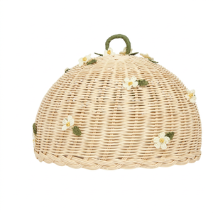 Beige Eco-Friendly Wicker Woven Rattan <b>Cake</b> <b>Cover</b> Net Multi-Functional Food Protection for Household Use - Product Image 1