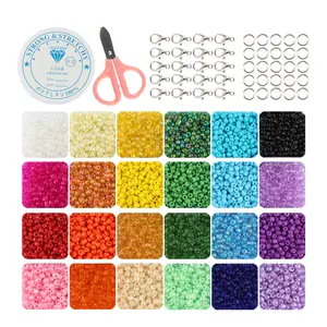 Perline di vetro 24 colori branelli allentati Kit braccialetto perline fai da te Art